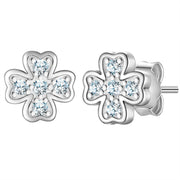 Ohrstecker KLEEBLATT mit Zirkonia silber