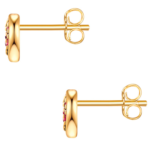 Ohrstecker HERZ mit Zirkonia rot gelbgold