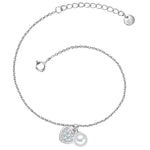 Armband HERZ mit Zirkonia/Süßwasser-Zuchtperle silber