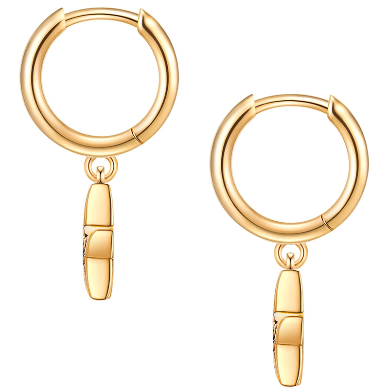 Creolen STERN mit Zirkonia lila gelbgold