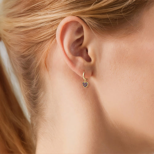 Creolen HERZ mit Zirkonia rot gelbgold