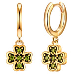 Creolen KLEEBLATT mit Zirkonia grün gelbgold
