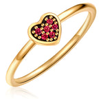 Ring HERZ mit Zirkonia rot gelbgold