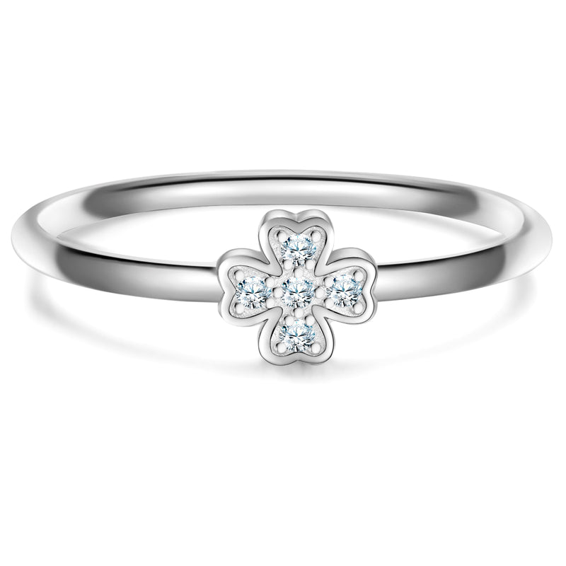 Ring KLEEBLATT mit Zirkonia silber