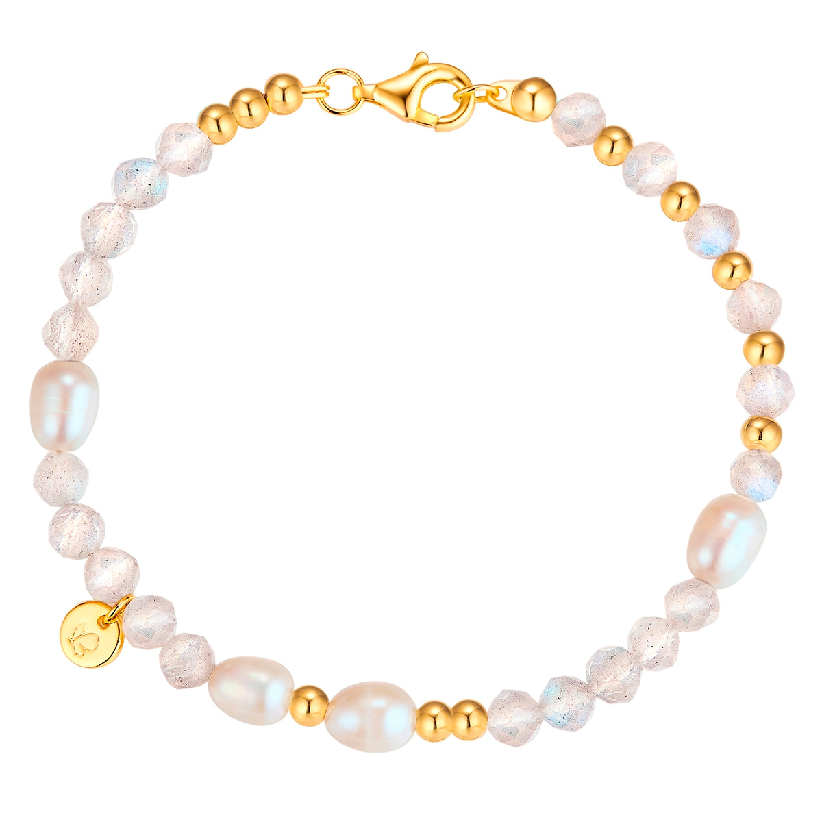 Edelstein-Armband mit Labradorit/Süßwasser-Zuchtperlen