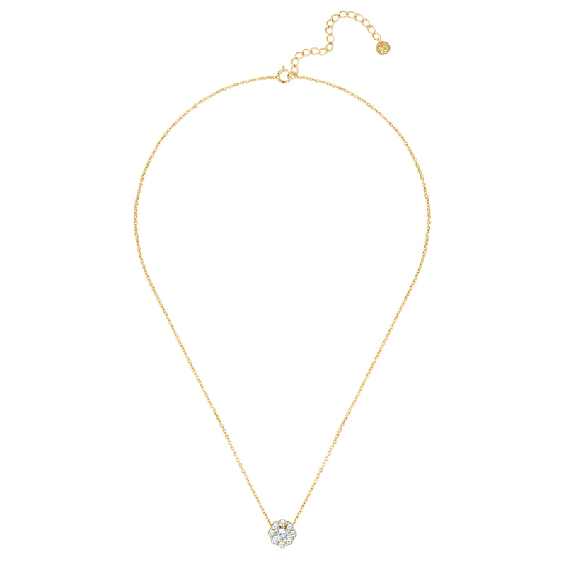 Halskette mit BLÜTEN-Anhänger mit Zirkonia gelbgold