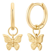Creolen gold mit Anhänger Schmetterling