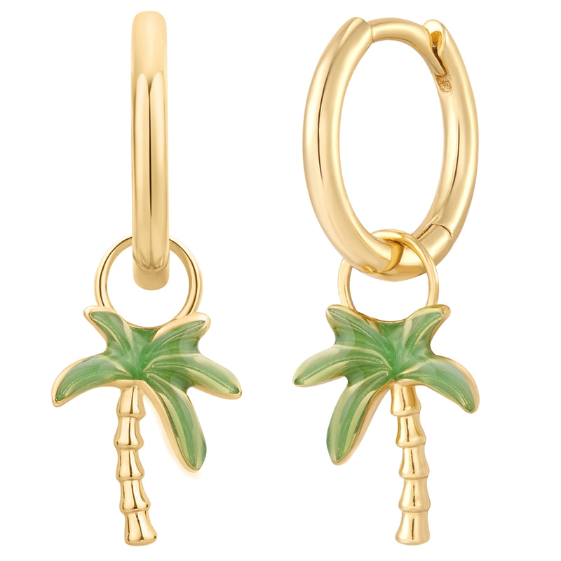 Creolen gold mit Anhänger Palme