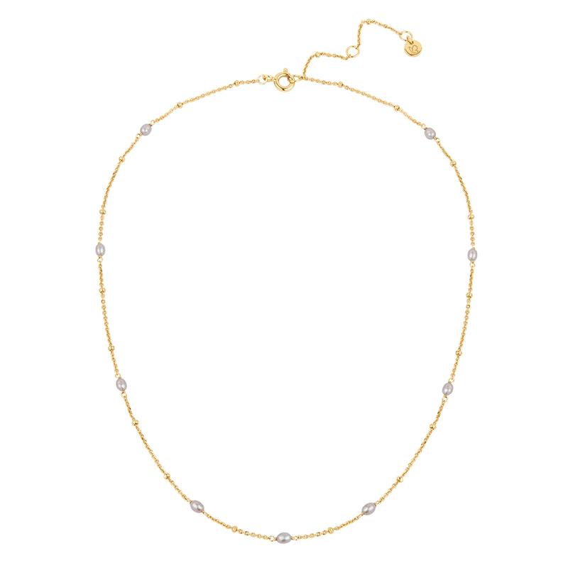 Kette gold mit Süßwasser-Zuchtperlen