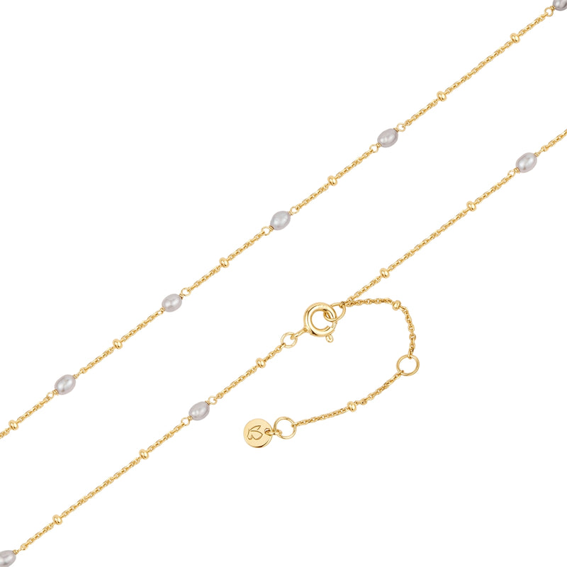 Kette gold mit Süßwasser-Zuchtperlen
