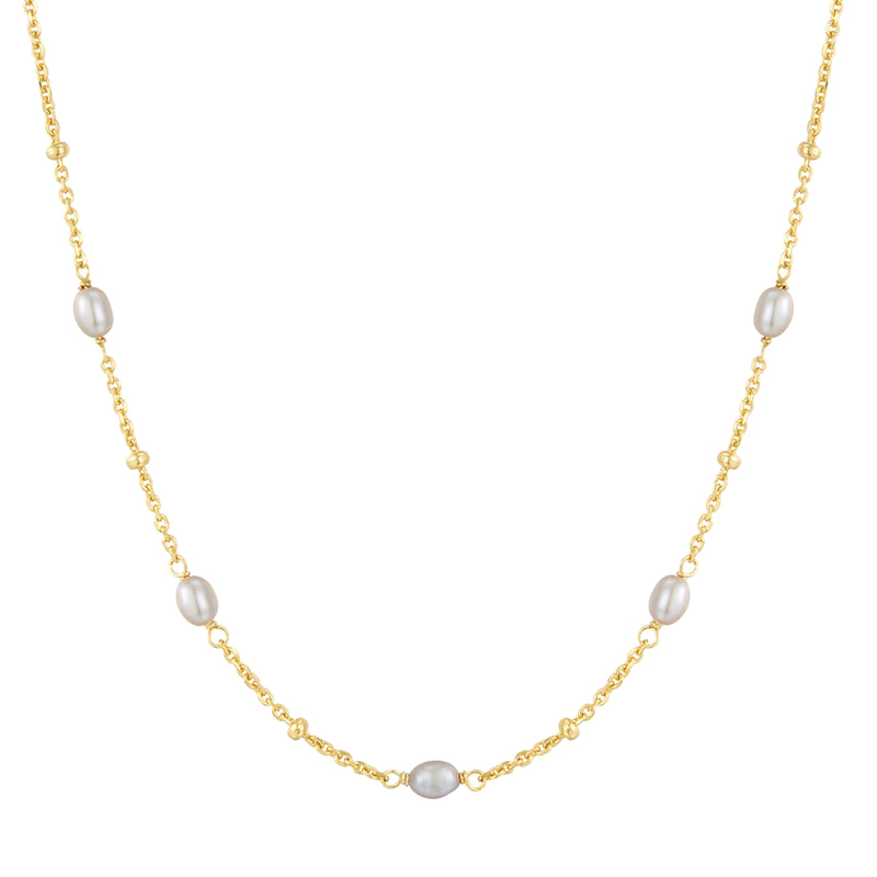 Kette gold mit Süßwasser-Zuchtperlen