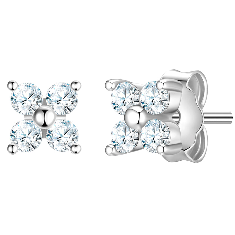 Ohrstecker BLUME mit Zirkonia silber