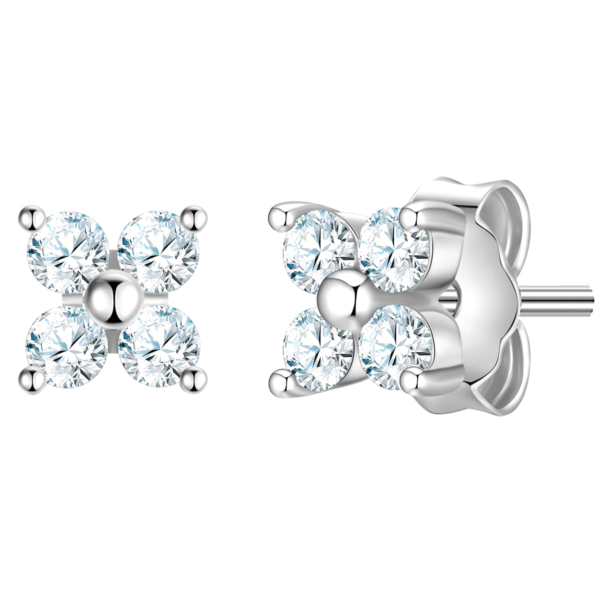 Ohrstecker BLUME mit Zirkonia silber
