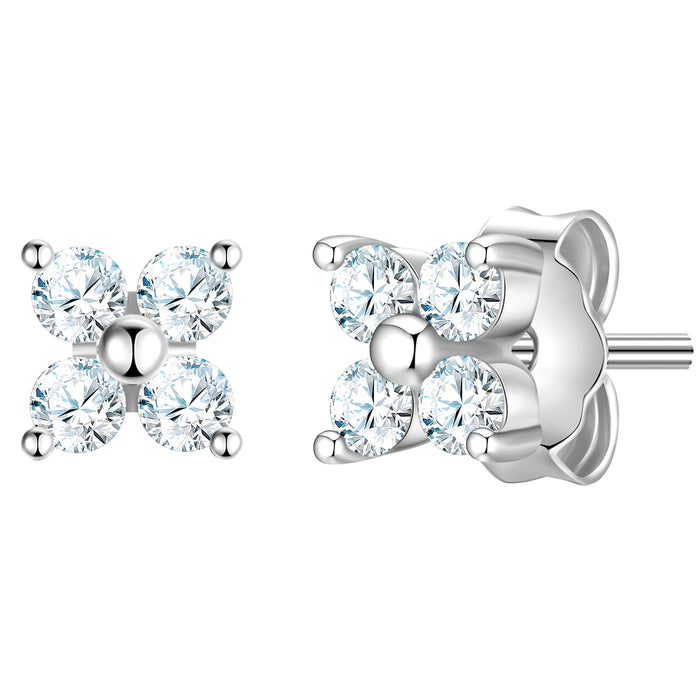 Ohrstecker BLUME mit Zirkonia silber