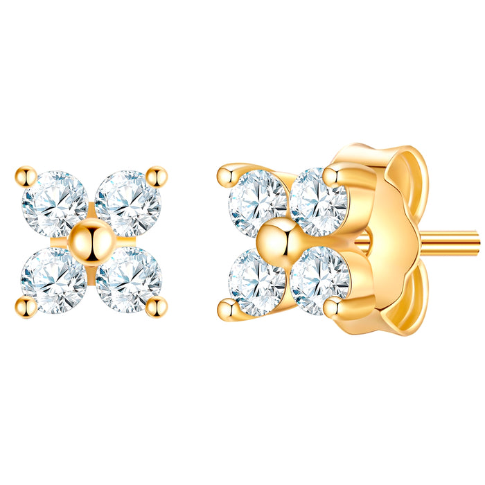 Ohrstecker BLUME mit Zirkonia gelbgold