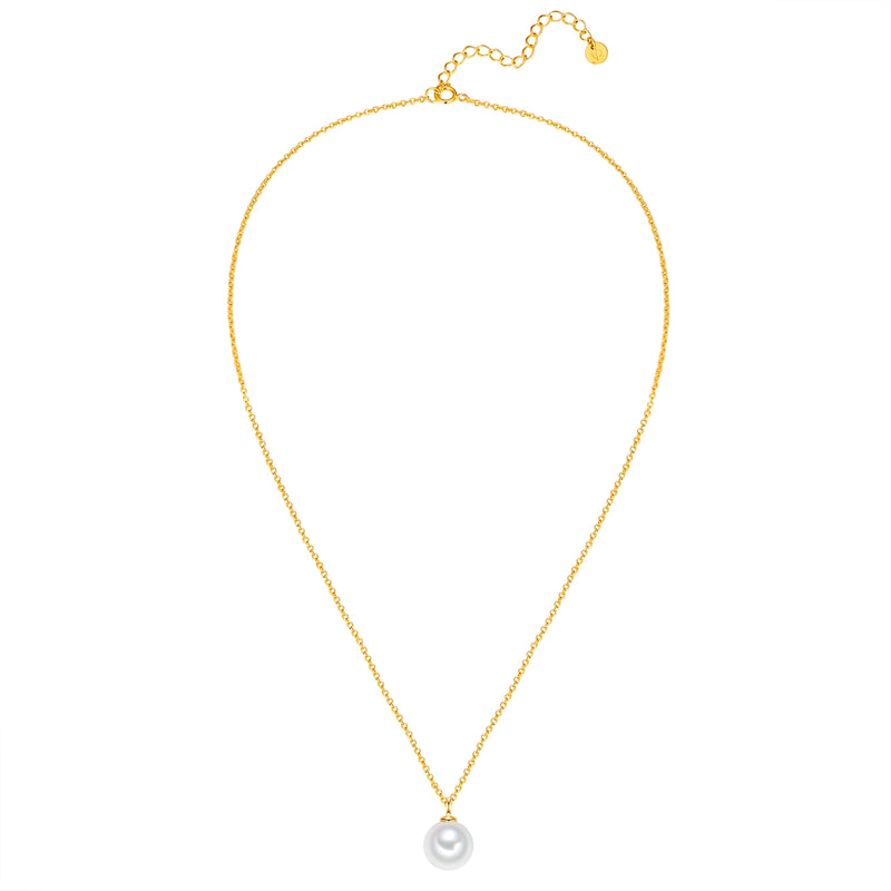 Kette mit Muschelkernperle gelbgold