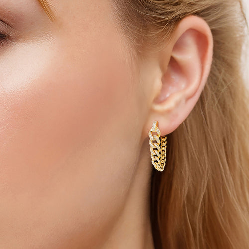 Ohrhänger MODERN mit Zirkonia gelbgold