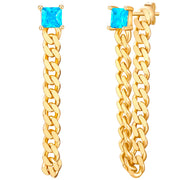 Ohrhänger TREND mit Glaskristall blau/gelbgold