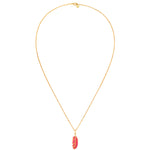 Kette mit Anhänger FEDER mit Zirkonia rot gold
