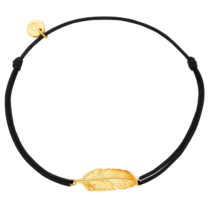 Textilarmband schwarz mit FEDER gold