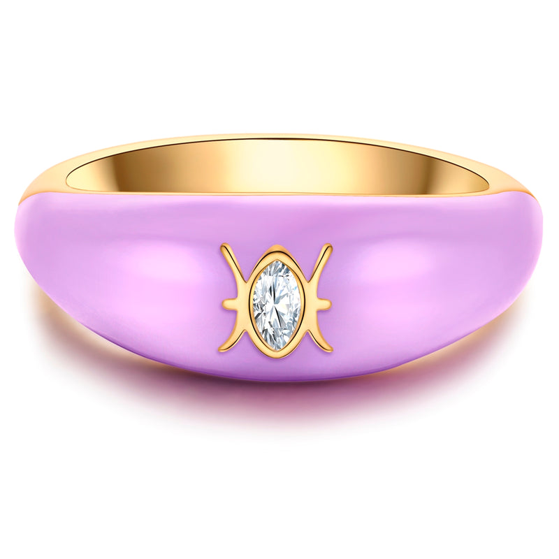 Ring FISCHE gold Emaille violett