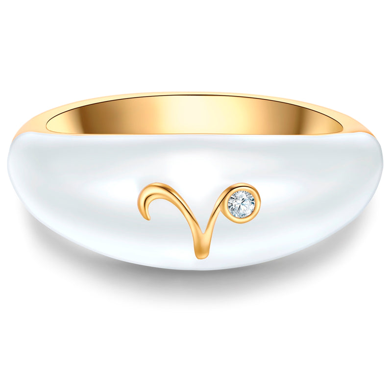 Ring WIDDER gold Emaille weiß