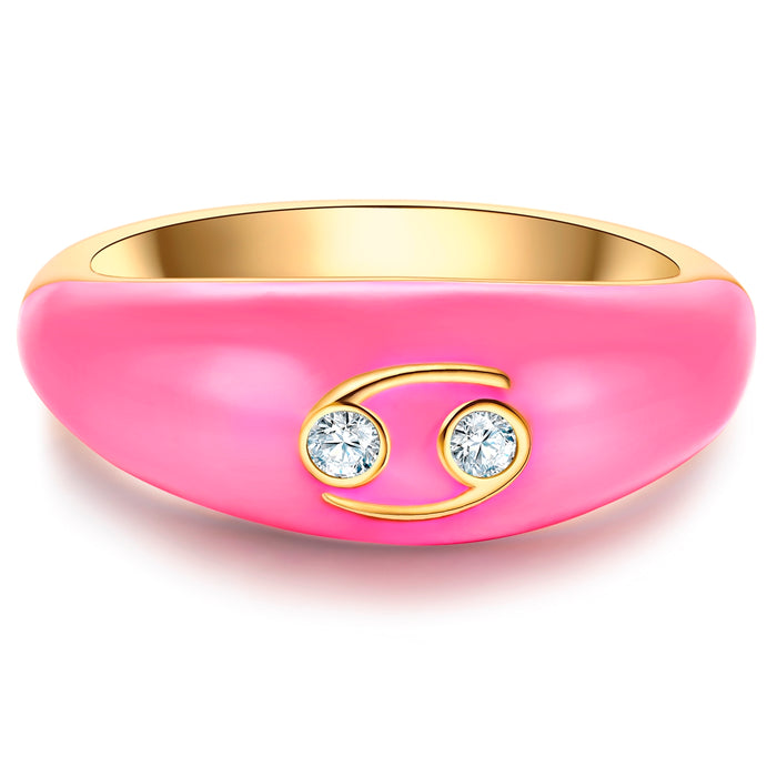 Ring KREBS gold Emaille rosa