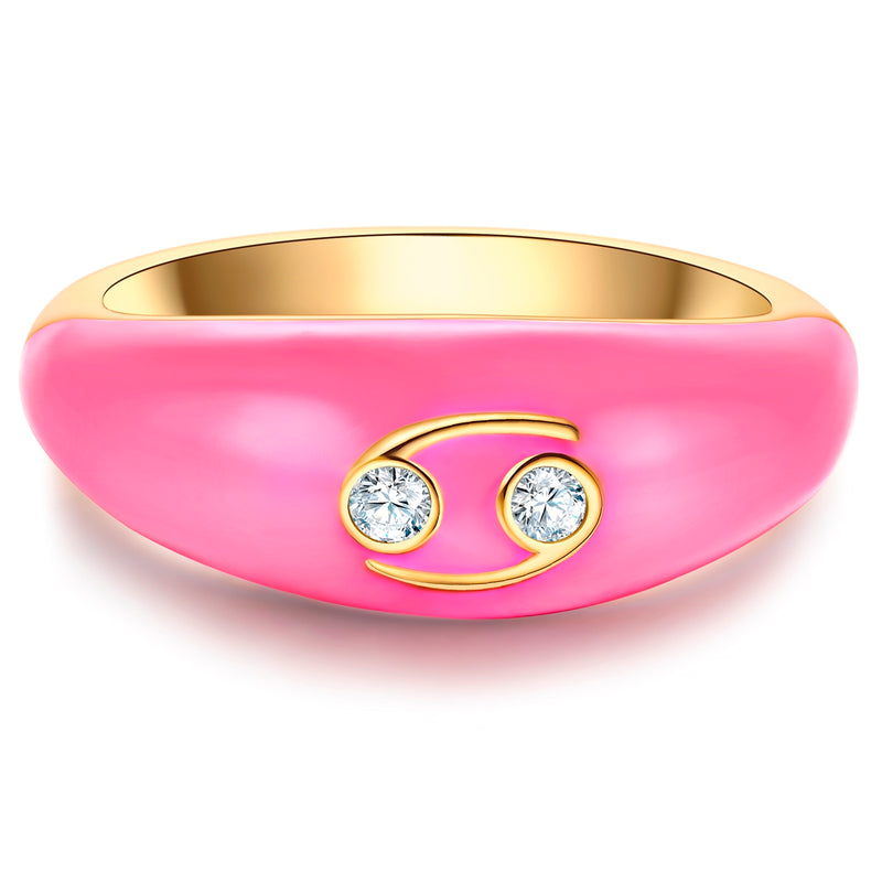Ring KREBS gold Emaille rosa