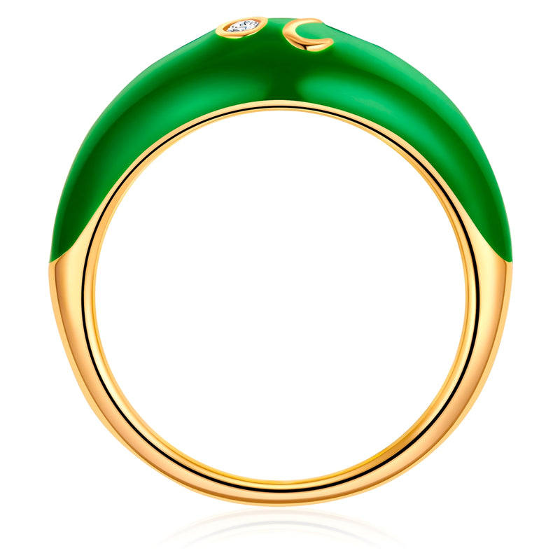 Ring LÖWE gold Emaille grün