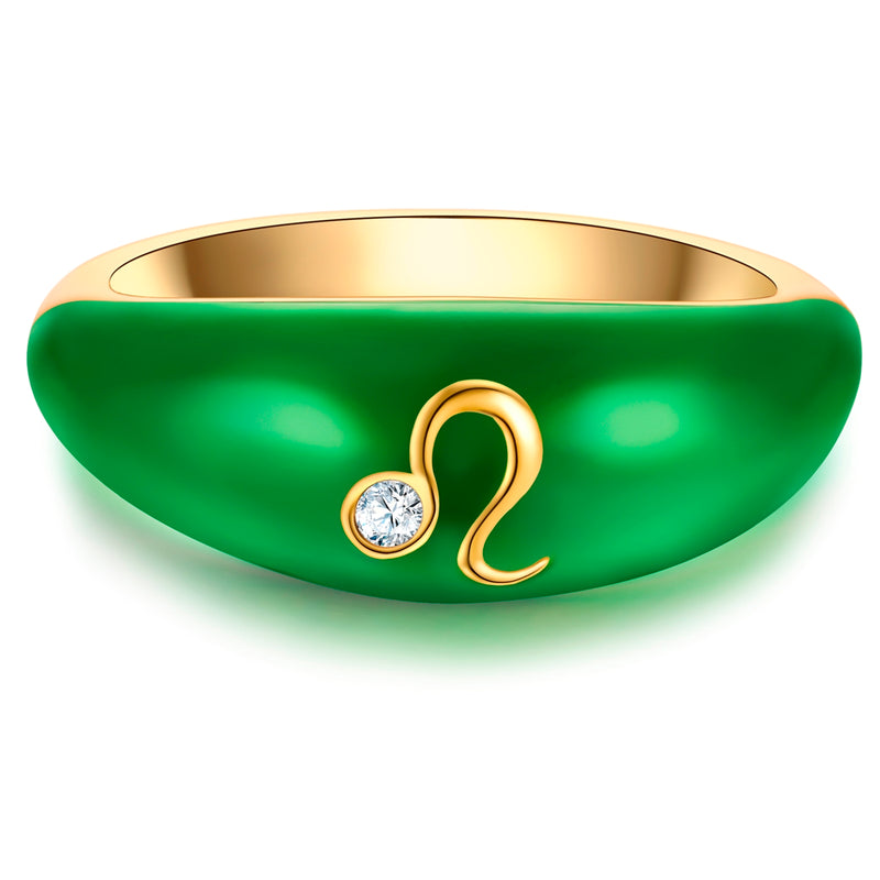 Ring LÖWE gold Emaille grün