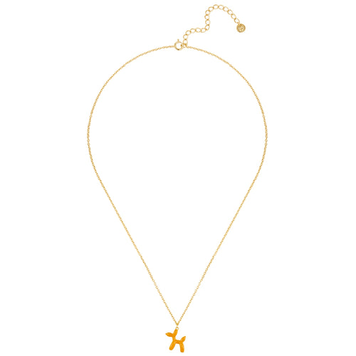Halskette BALLON-HUND gold Emaille orange