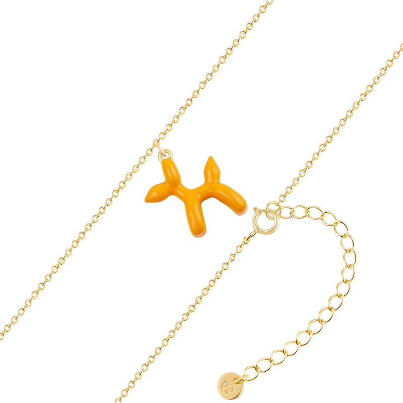 Halskette BALLON-HUND gold Emaille orange