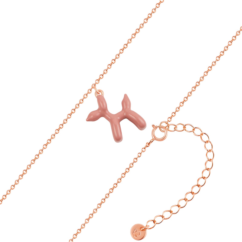 Kette BALLON-HUND roségold Emaille beige
