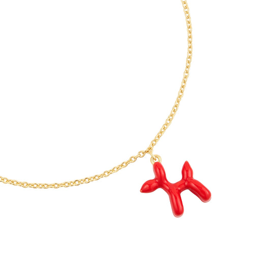 BALLON-HUND Armband gold Emaille rot