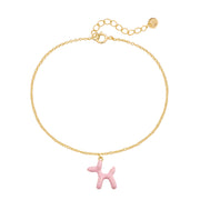 Armband gold BALLON-HUND Anhänger Emaille rosa