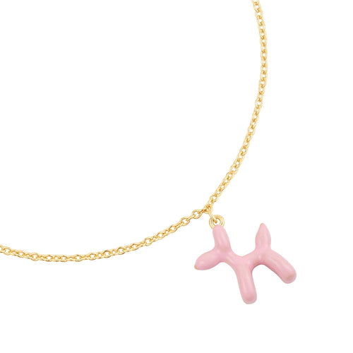 Armband gold BALLON-HUND Anhänger Emaille rosa