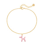 Armband gold BALLON-HUND Anhänger Emaille rosa