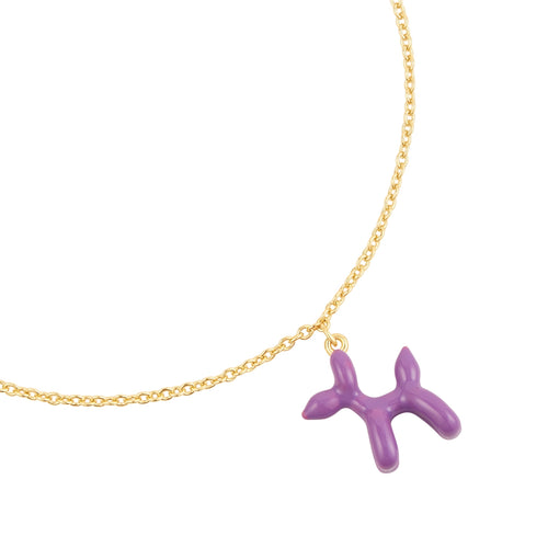 Armband gold BALLON-HUND Anhänger Emaille violett
