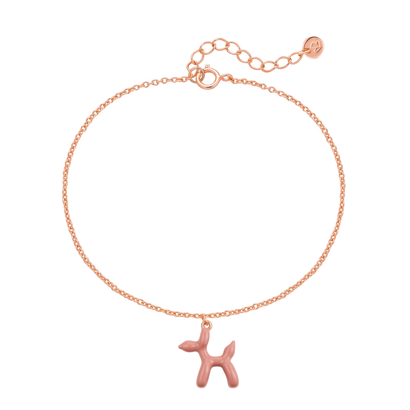BALLON-HUND Armband roségold Emaille beige