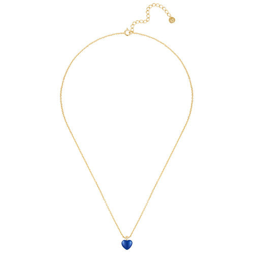 Kette mit Anhänger HERZ Emaille blau