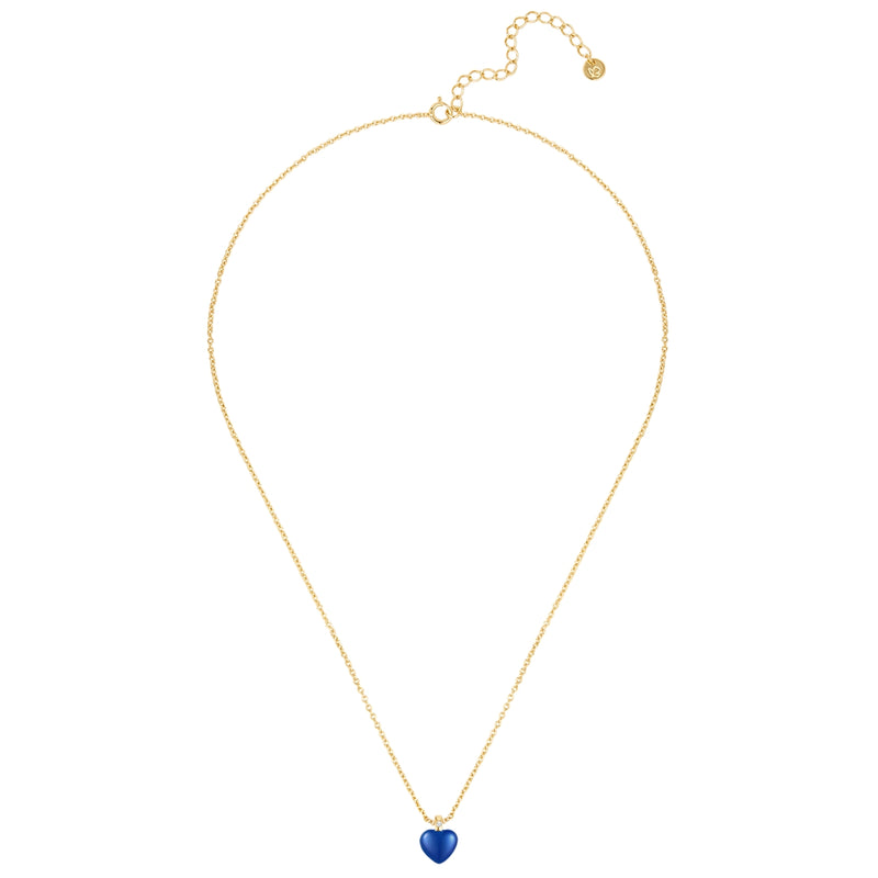 Kette mit Anhänger HERZ Emaille blau