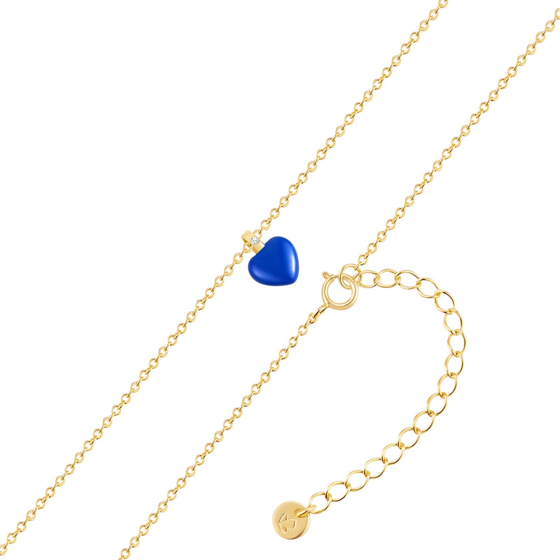 Kette mit Anhänger HERZ Emaille blau
