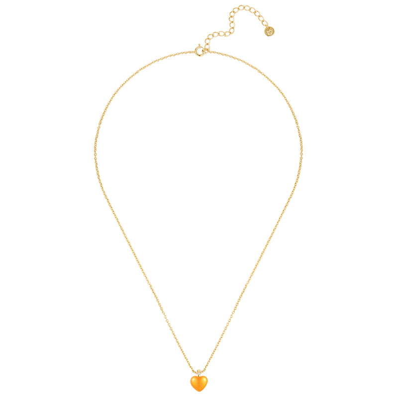 Herz-Kette mit Emaille orange