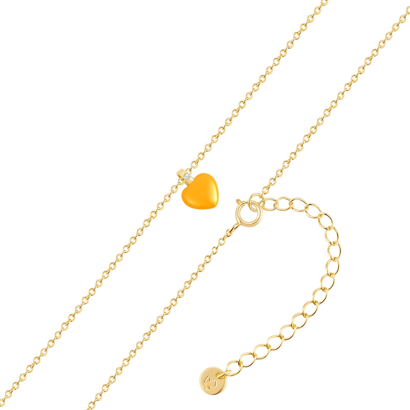 Herz-Kette mit Emaille orange