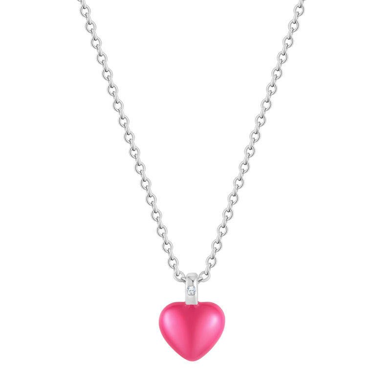 Kette mit Anhänger HERZ Emaille pink