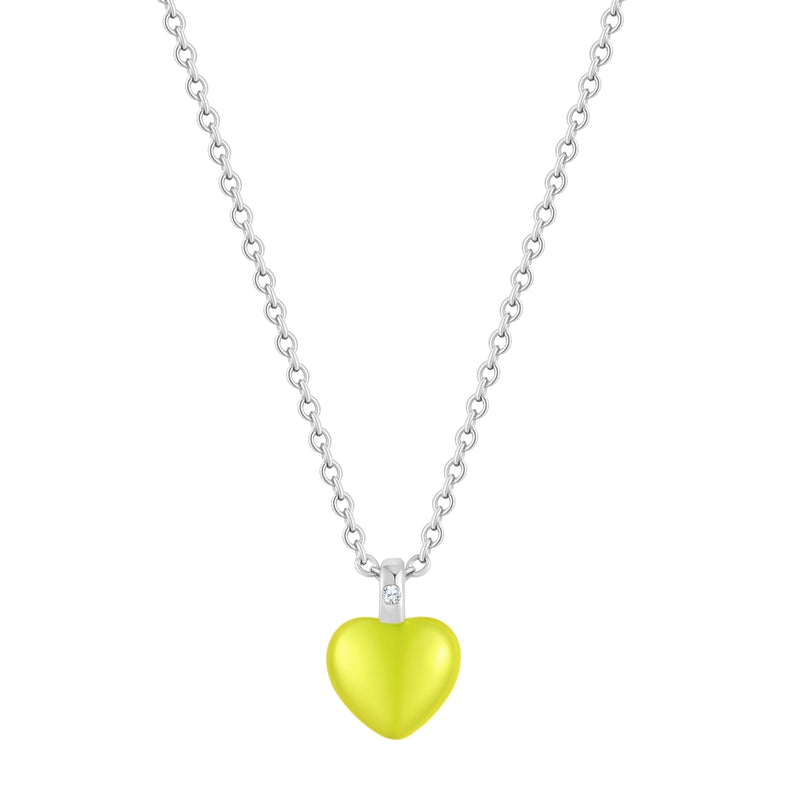 Kette mit HERZ Emaille neon grün