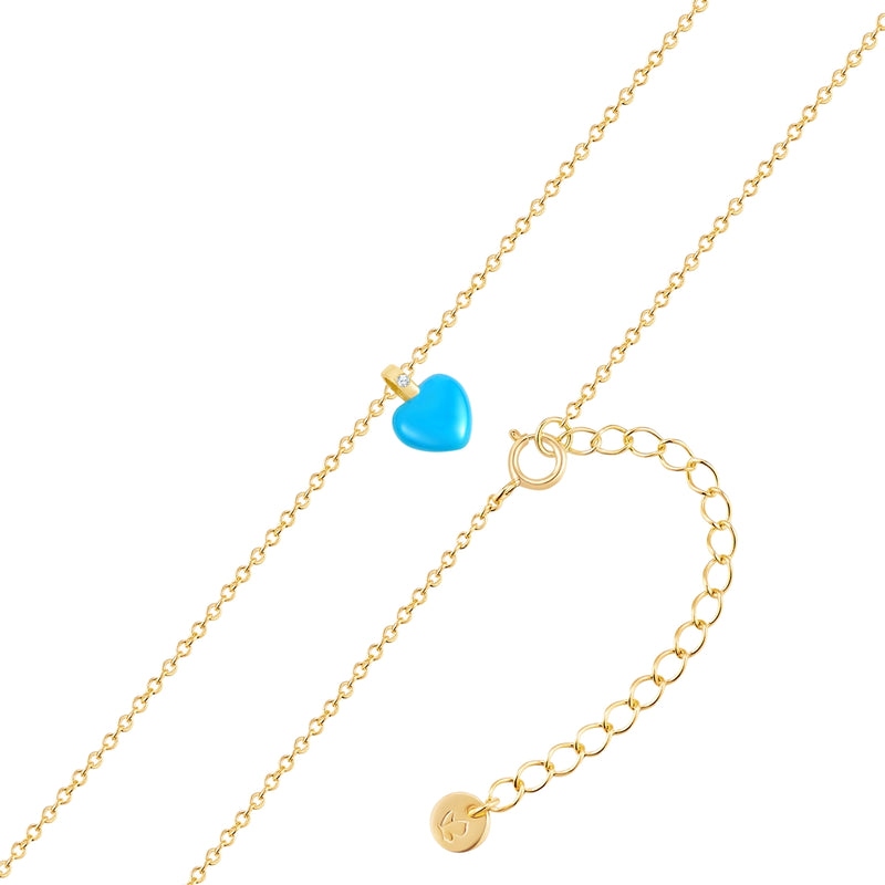 Kette HERZ mit Emaille-Anhänger blau