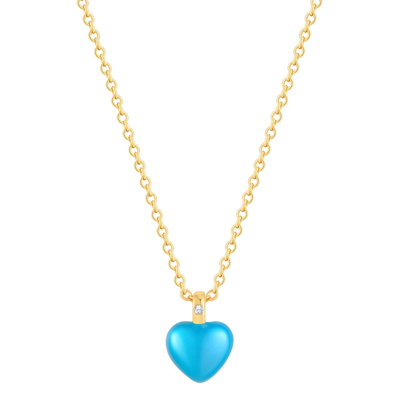 Kette HERZ mit Emaille-Anhänger blau
