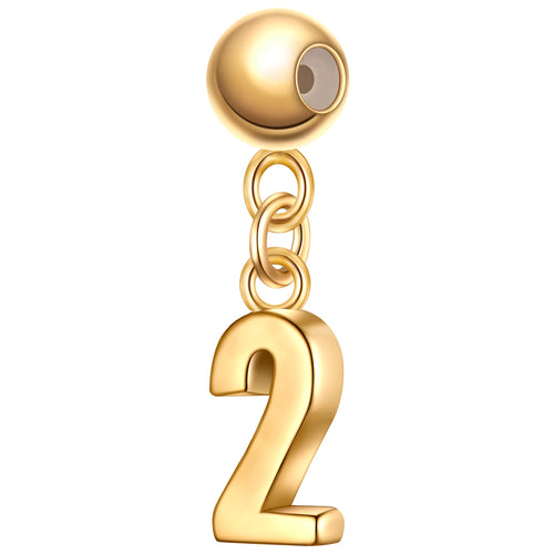 Charm Anhänger Zahl 2 gold