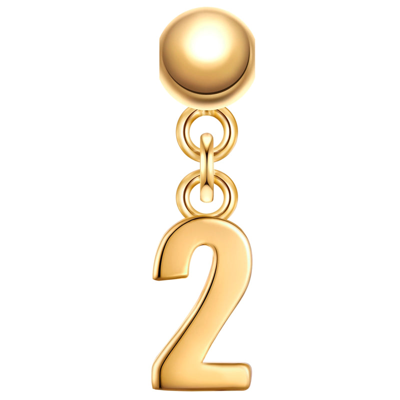 Charm Anhänger Zahl 2 gold